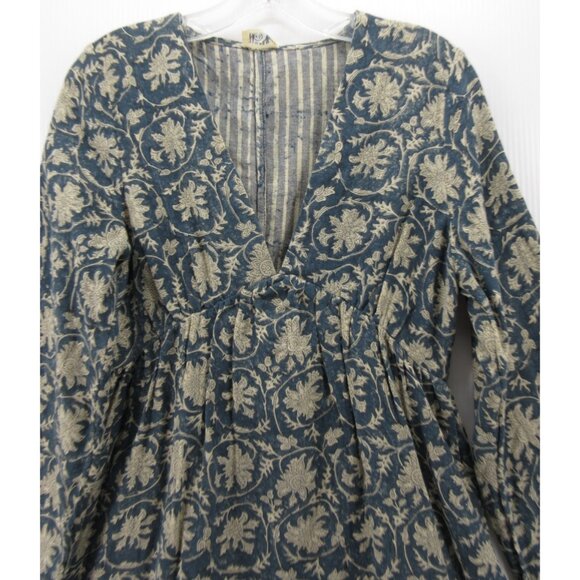 Faherty Dress XS Indigo Gauze Oceana Fit Flare Floral Boho $178 NEW - Picture 2 of 11